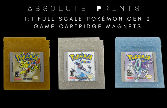 Gen 2 Set of Pokémon Game Boy Cartridge Refrigerator Magnets | 1:1 Full Scale