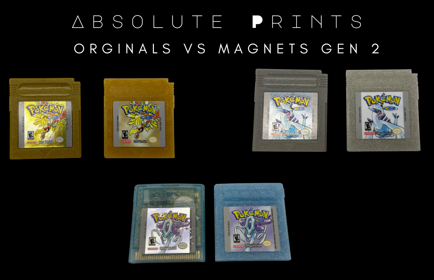 Gen 1 & Gen 2 Full Set of Pokémon Game Boy Cartridge Refrigerator Magnets | 1:1 Full Scale